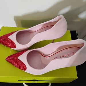 Gianni Bini Pink Pumps with Red Embellished Toe